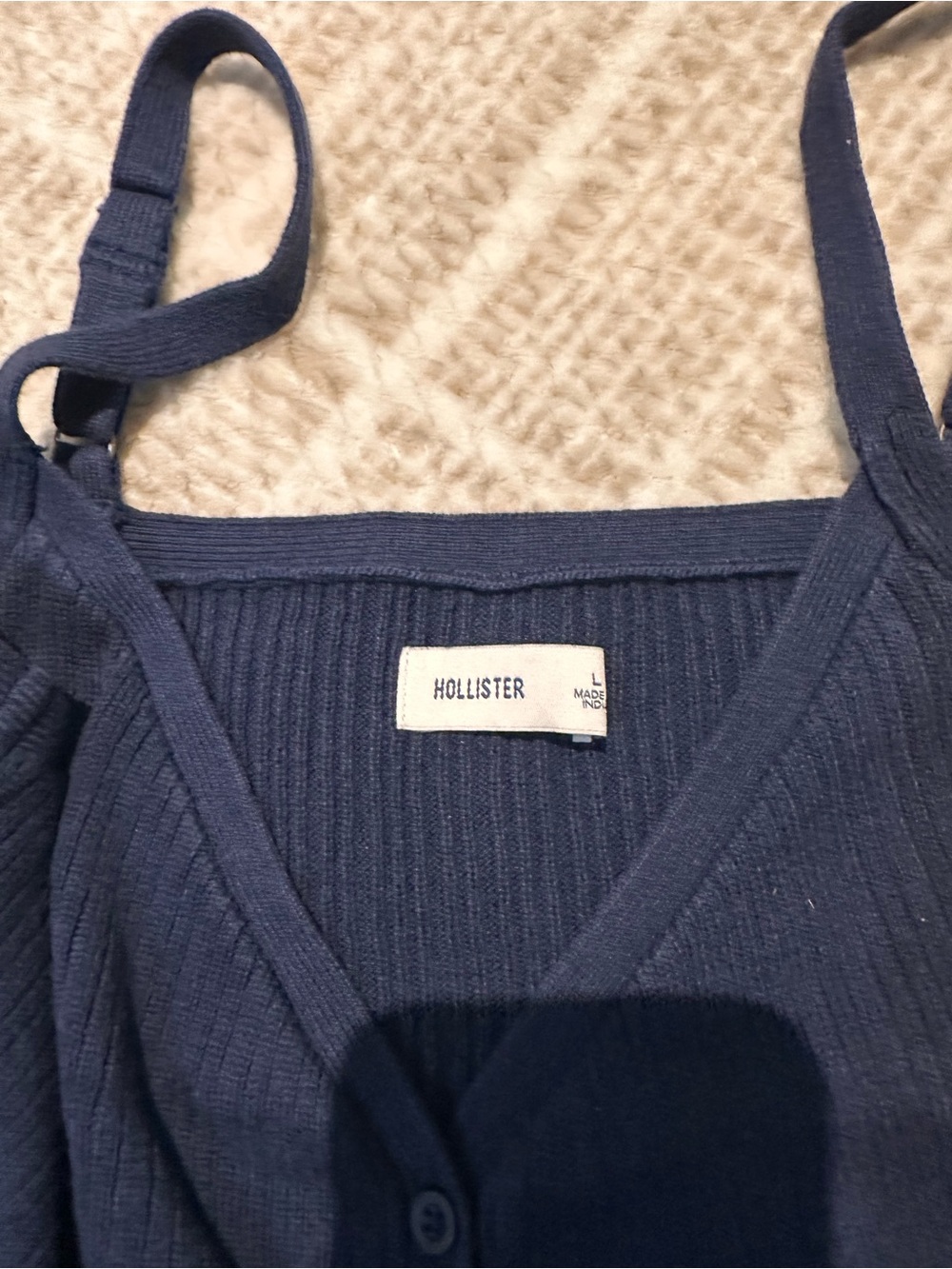 Hollister Navy Ribbed Button-Front Cami